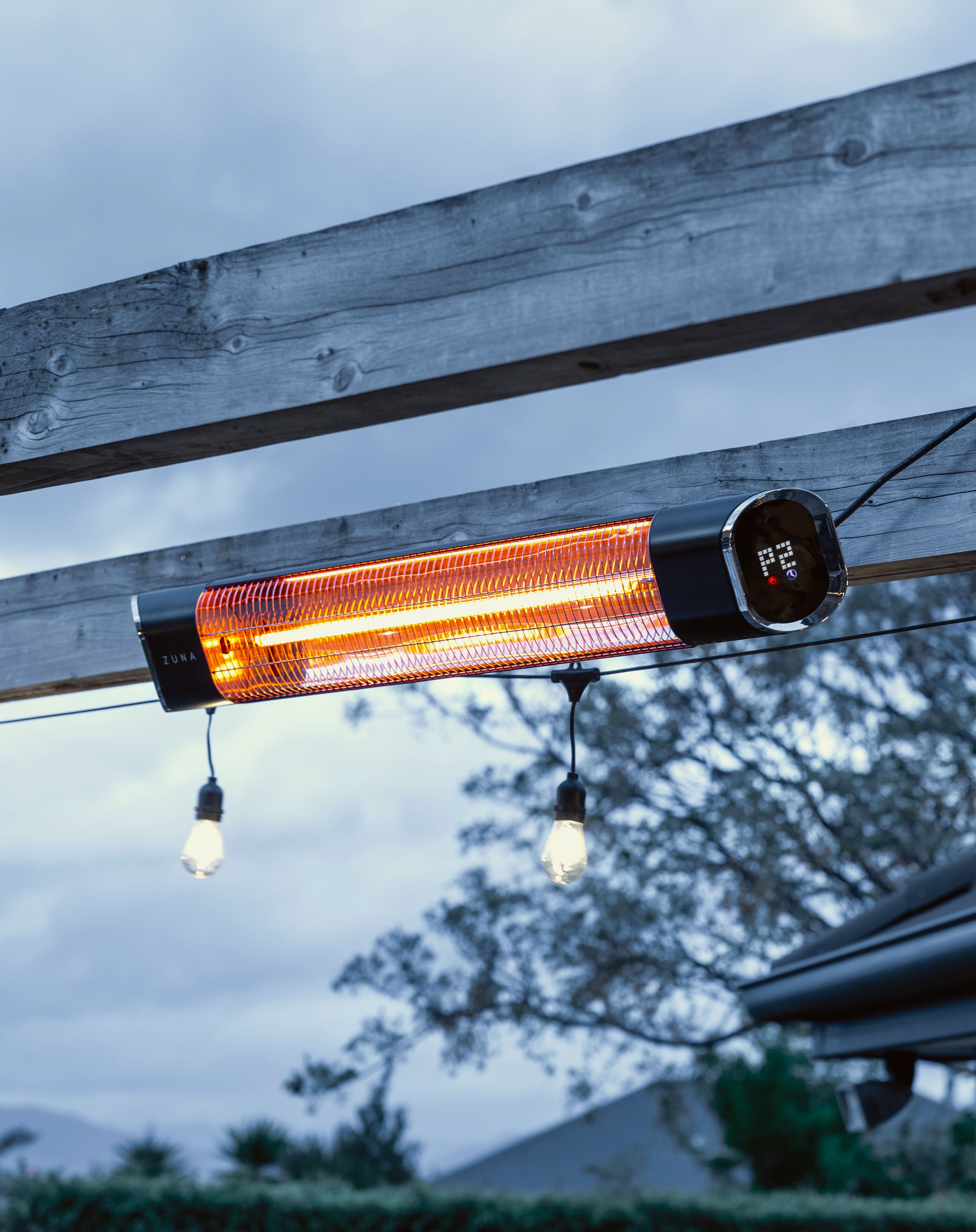 Zuna heater in outdoor living space